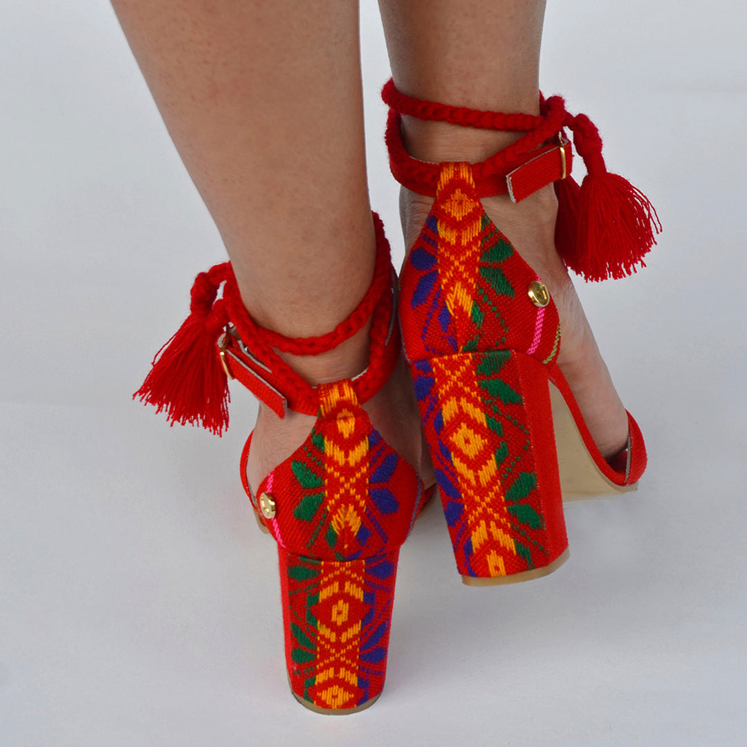 PEYOTL OFICIAL: Calzado mexicano premium y artesanal. Sandalias de tacón Izel en color Rosa, talla 23.
