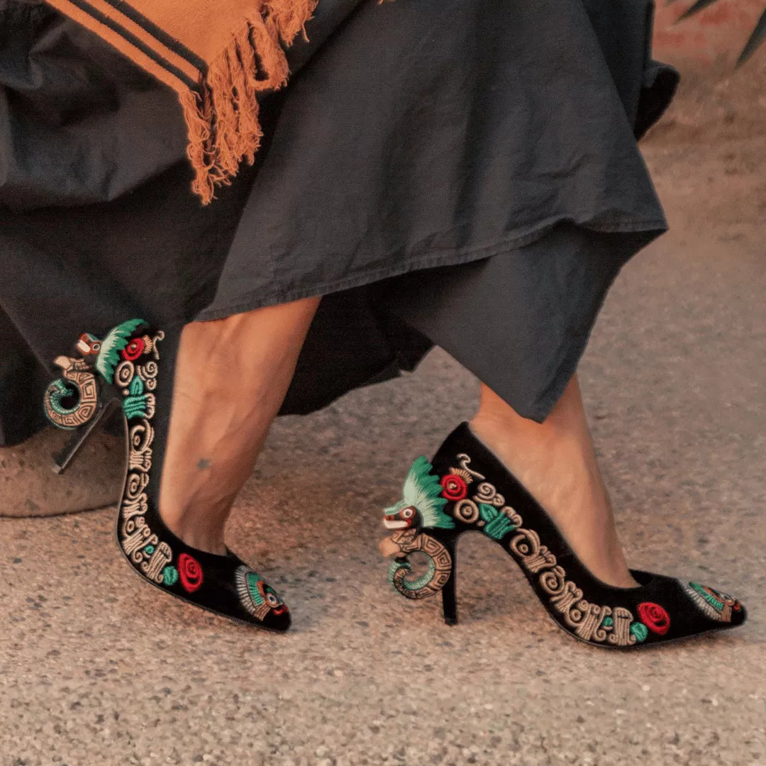 PEYOTL® QUETZALCOATL Negro Pieza Única - Tacones